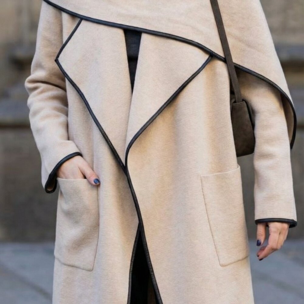 Zara Ivory Knit Open Front Sweater Coat Size S